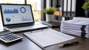 Professional accounting workspace for Balance Sheet Basics Explained: Everything Accountants and Business Owners Need to Know