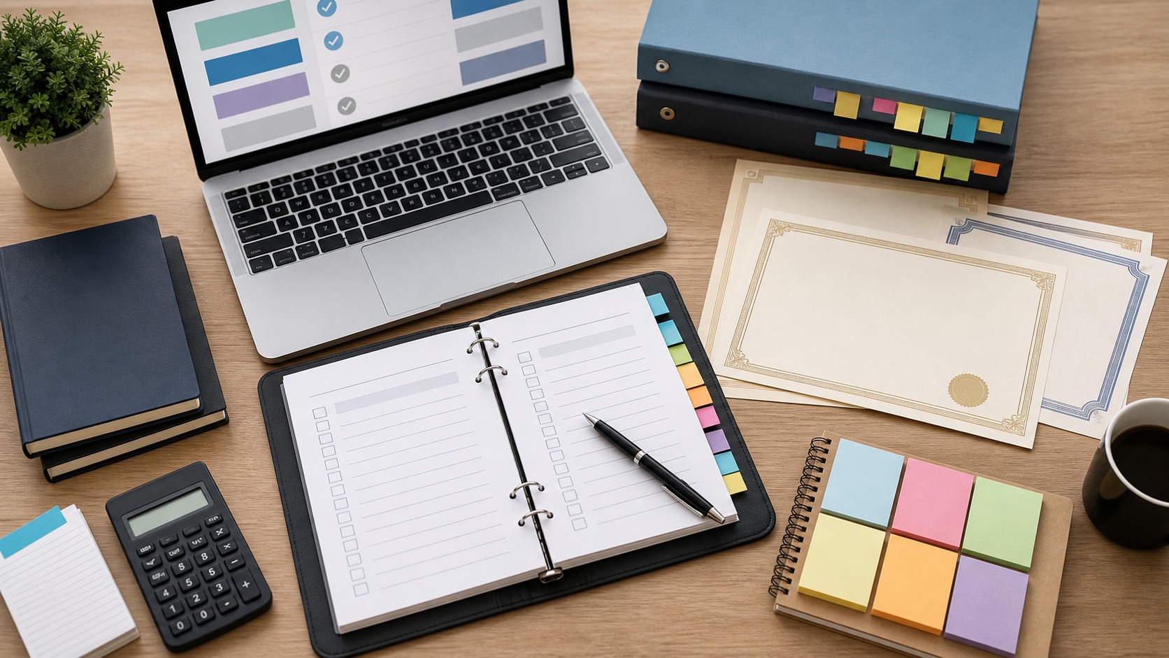 Professional accounting workspace representing CMA, CIA, CFA, and Other Credentials Checklist Explained: Everything Students, New Accountants, and Finance Professionals Need to Know
