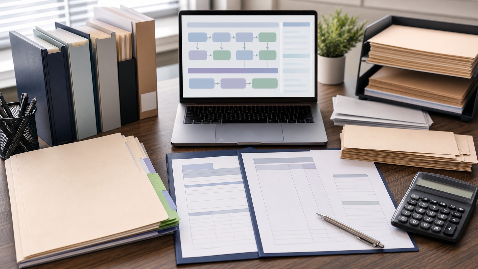 Professional accounting workspace representing IRS Procedures & Filings Templates Best Practices: How to file accurately, stay compliant, and avoid penalties