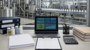 Professional accounting workspace representing Process Costing Key Metrics in Managerial and Cost Accounting: A Practical Guide with Real Examples