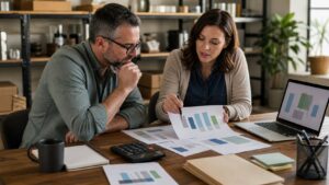 Professional accounting workspace representing Overhead & Variance Analysis Small Business Guide: Rules, Examples, and Common Mistakes